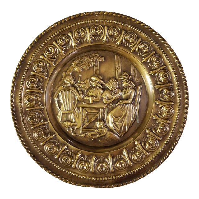 Repousse Brass Plate England Family Dining Scene Chairish