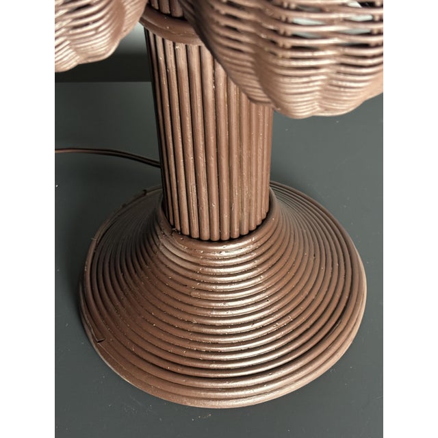 Pencil Reed Rattan Palm Tree Table Lamp in the style of Mario Lopez Torres, 1970s For Sale - Image 14 of 17