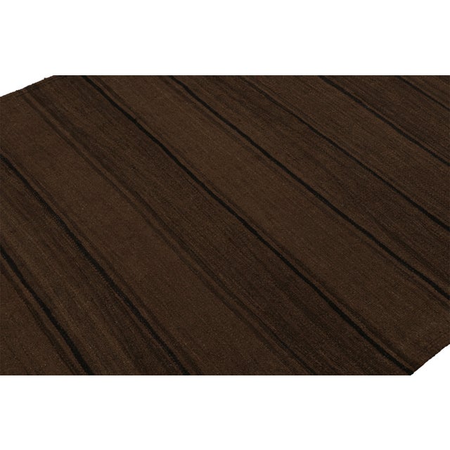 Rug & Kilim 1950s Vintage Afghani Tribal Kilim Rug With Brown and Black Stripes For Sale - Image 4 of 7