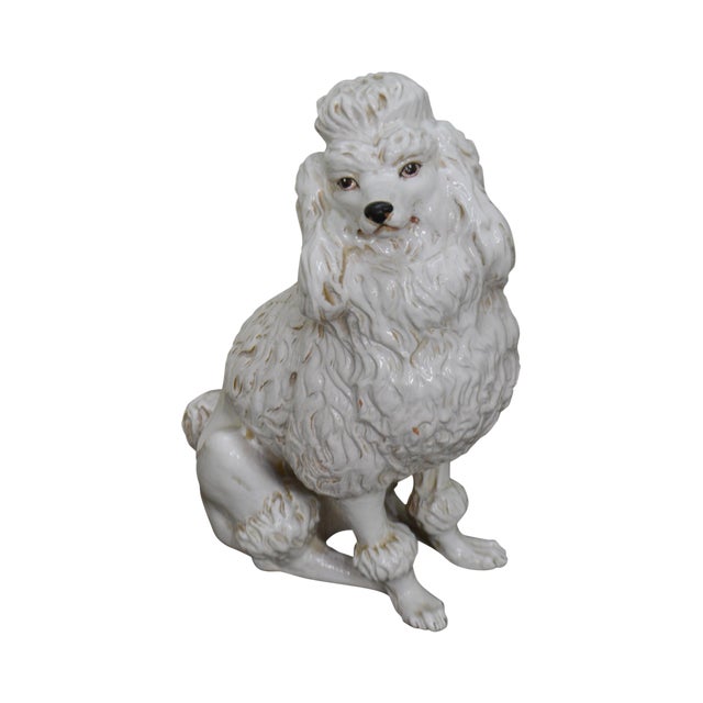 Italian Pottery Vintage White Ceramic Poodle Dog Statue A Chairish