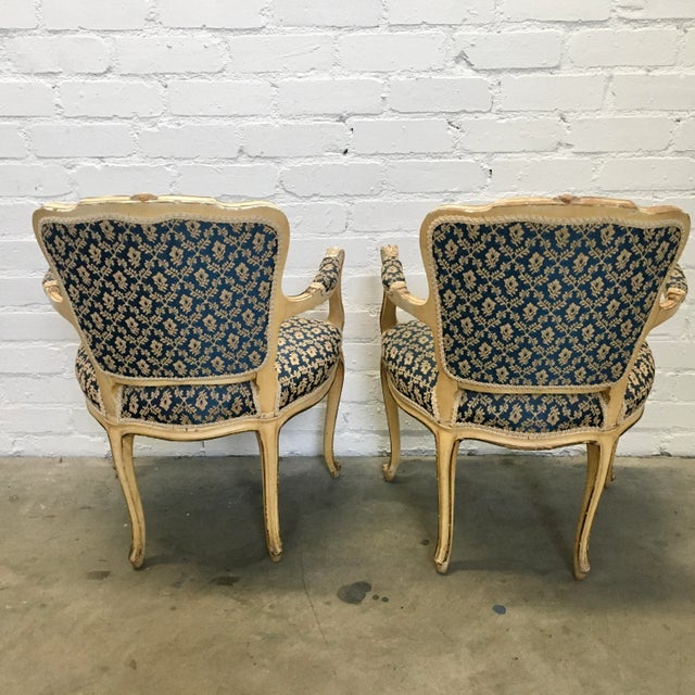 French Antique Upholstered French Fauteuil Armchairs - a Pair For Sale - Image 3 of 10