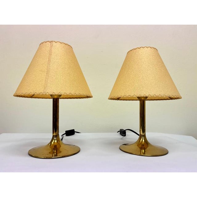 Mid-Century Brass Table Lamps attributed to Temde, 1970s, Set of 2 For Sale - Image 4 of 8