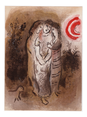 Marc Chagall, Noémi et ses Belles-Filles (Naomi and Her Daughters-in-Law), 1960, Original Lithograph