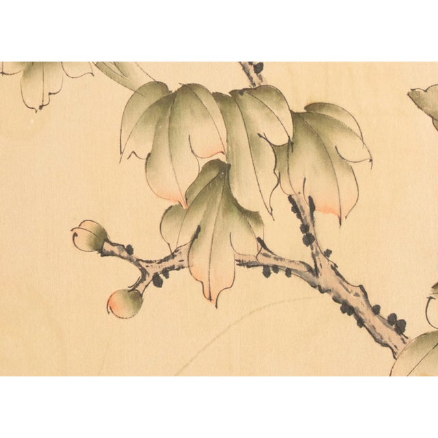 1950s C. 1950s Vintage Chinese Watercolor Scroll Painting "Peonies" on Silk, Signed For Sale - Image 5 of 12