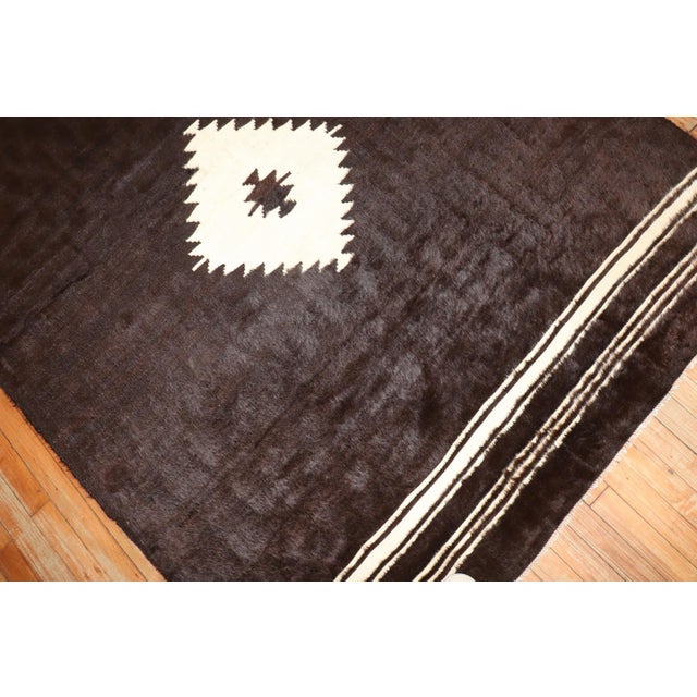 Black and white turkish mohair rug from the 3rd quarter of the 20th century