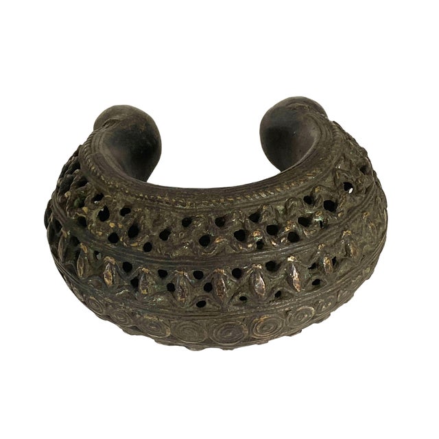 African Benin Nigeria trade currency bronze bracelet, with amazing patina and wear it could be displayed as a beautiful...