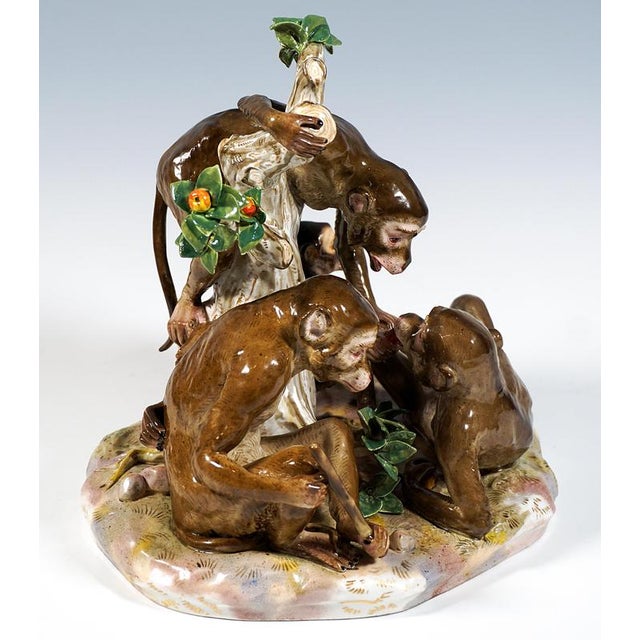 Large Gang of Monkeys Animal Group by E.A. Leuteritz for Meissen, 1880s For Sale - Image 6 of 9