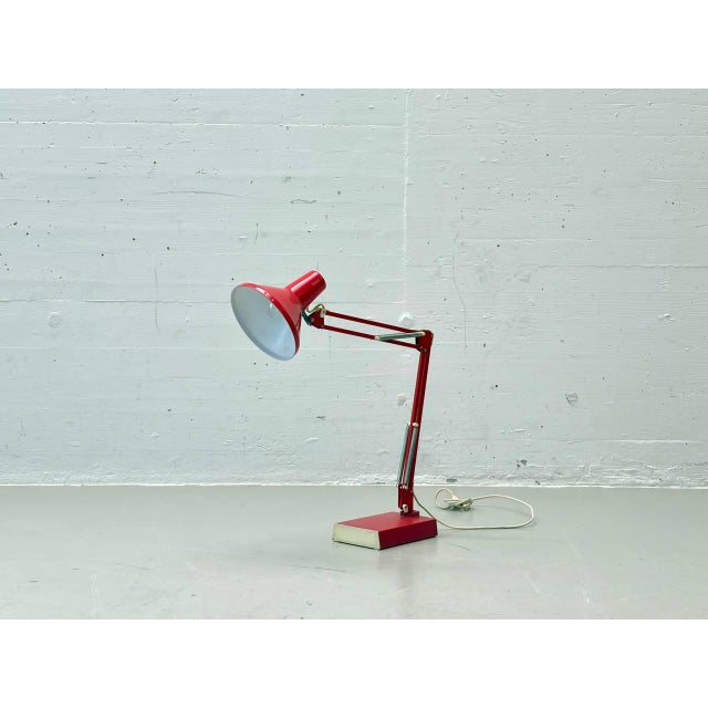 Mid-Century Articulated Desk Lamp in Red, 1970s For Sale - Image 16 of 17