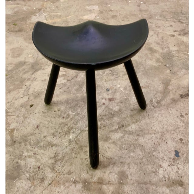 Mid-Century Modern 1950s Tripod Stool Attributed to Arne Hovmand-Olsen For Sale - Image 3 of 8