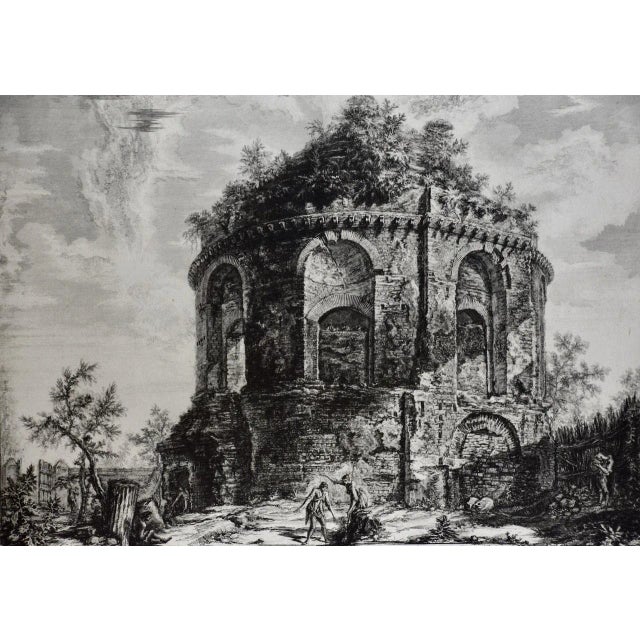 Figurative Ancient Roman Temple Architecture: An 18th Century Framed Etching by Piranesi, 1763 For Sale - Image 3 of 7