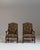 19th Century Pair of 19th Century French Dark Brown Louis XIII Upholstered Throne Armchairs For Sale - Image 5 of 14