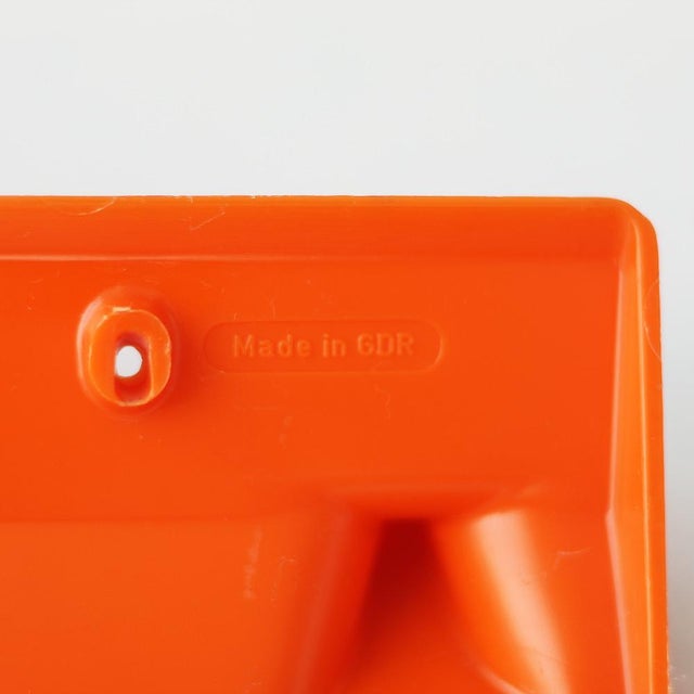 Ds Nos Vintage Wall Hooks Rail Coat Hanger Orange Space Age Plastic GDR 1970s 1980s For Sale - Image 6 of 12