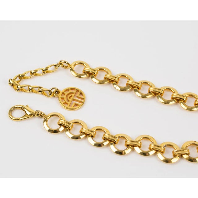 Gold Louis Feraud Paris Gilt Metal Choker Necklace with Brand Logo Charms For Sale - Image 8 of 9