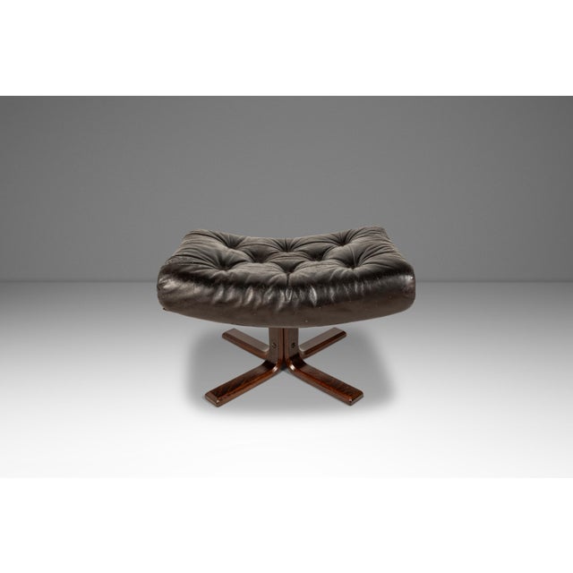 Scandinavian Modern Lounge Chair & Ottoman Set in Beech & Leather by Soda Galvano for Vatne Mobler, Norway, C. 1970s For Sale - Image 9 of 18