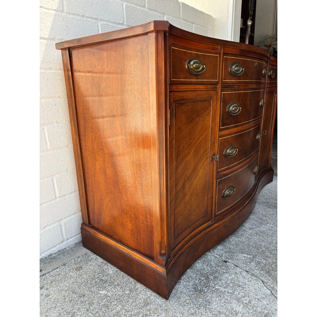 Traditional Traditional Bowfront Vintage Buffet, Server, or Bar Cabinet For Sale - Image 3 of 10