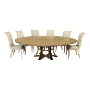 Round Expandable Jupe Dining Table in Natural Sand Color Finish