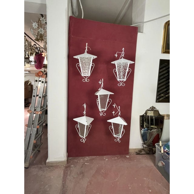 Vintage Italian Wrought Iron Wall Lamps, 1970s, Set of 5 For Sale - Image 12 of 17
