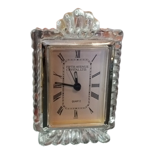 1980s Gorgeous New Fifth Avenue Crystal Square Century Mantle Clock