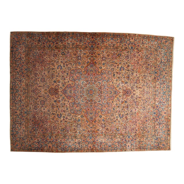 Vintage Distressed Kerman Carpet 9'2" X 12'3" For Sale