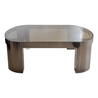 Attributed Karl Springer Gunmetal Bankers Coffee Table, 1980s For Sale