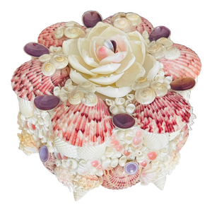 1970s Super Cute Unique Sea Shell Encrusted Box