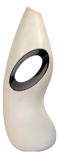 Vintage Italian White and Black Ceramic Vase with Organic Abstract, 1980s