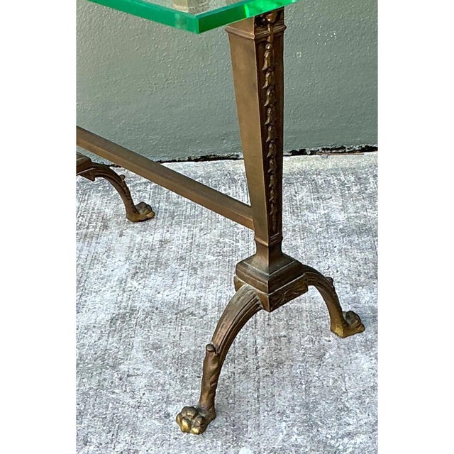 Vintage Deco Bronze and Glass Side Table For Sale - Image 11 of 12