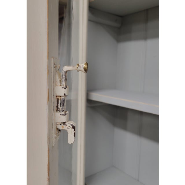 Antique English Country Painted Two Piece China Curio Cabinet For Sale - Image 12 of 17