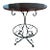 Round Walnut Accent Table With Ornate Wrought Iron Base by Baker Circa 1965 For Sale