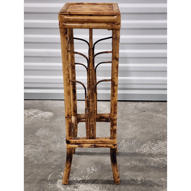 Vintage Mid-Century Bamboo Tortoise Shell Plant Stand For Sale - Image 4 of 9