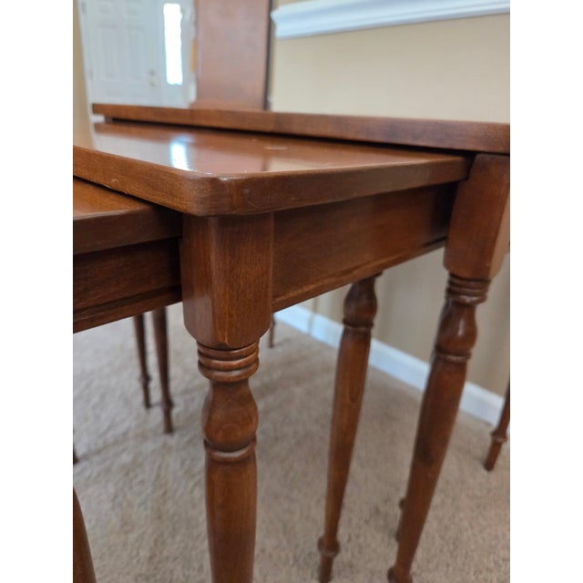 Vintage Ethan Allen Furniture Regency Style Set of Three Nesting Tables For Sale - Image 16 of 17