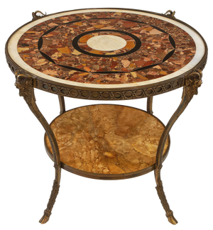 Vintage French Louis XVI Style Marble & Bronze Side Table, 1950s