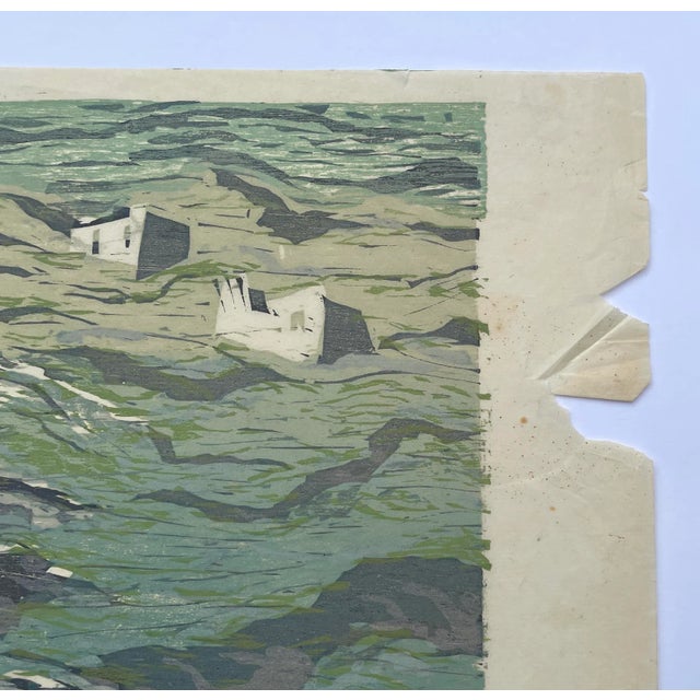1950s 1950s Luke Gwilliam Mykonos Hills Woodblock For Sale - Image 5 of 7