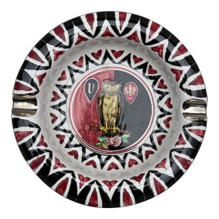 Vintage Palio Di Siena Owl Deruta Italy Catchall Ashtray For Sale