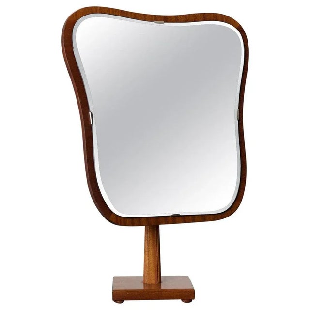 Scandinavian Modern Teak Table Mirror with Organic Shape, Sweden, 1950 For Sale - Image 6 of 6