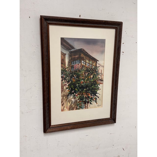 Traditional Luis Balcony Limeno Framed Watercolor, Circa 1999 For Sale - Image 3 of 12