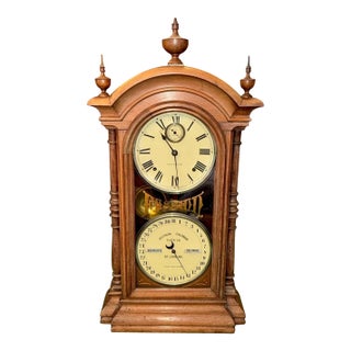 Antique Seth Thomas Double Dial Calendar Clock For Sale