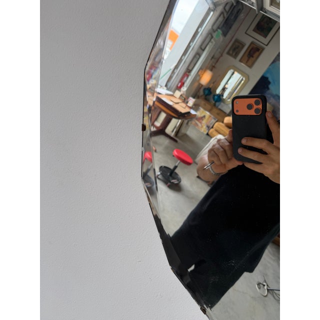 1940’s Art Deco Hollywood Regency Beveled Wall Mirror For Sale - Image 4 of 12