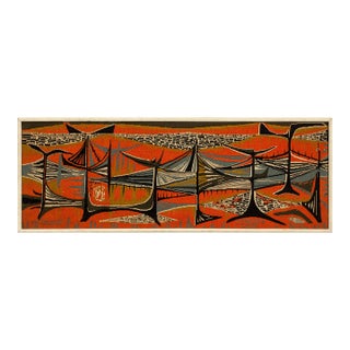 Mary Dambiermont, Mid Century Modern Handmade Wool Belgian Art Aubusson Tapestry Mary Dambiermont, Circa Late 20th Century For Sale
