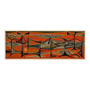 Mary Dambiermont, Mid Century Modern Handmade Wool Belgian Art Aubusson Tapestry Mary Dambiermont, Circa Late 20th Century