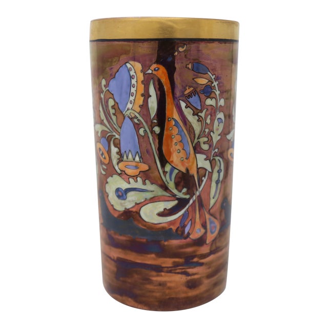 Mid 20th Century Handpainted Vase For Sale