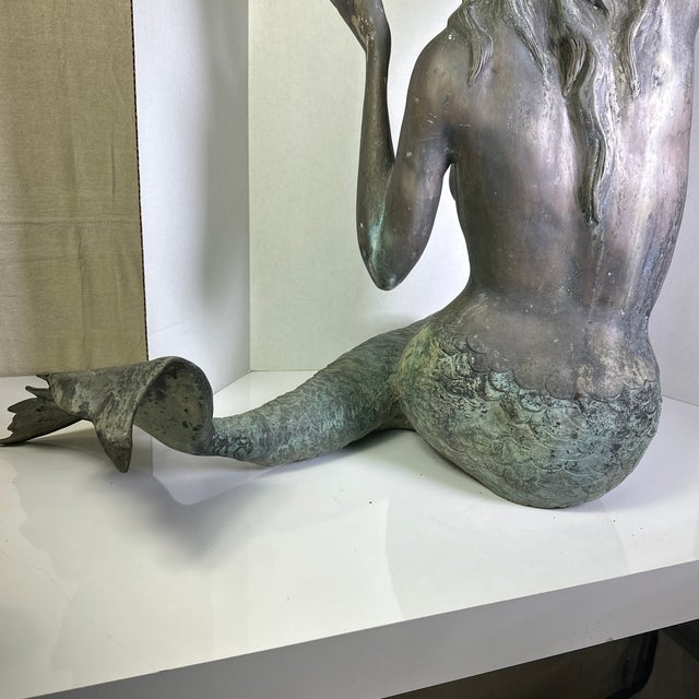 Vintage Bronze Mermaid Fountain For Sale - Image 9 of 12