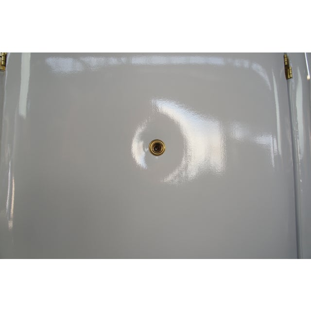 Animal Skin Susan Curtis Mid Century Modern White Patent Leather Folding Screen Room Divider For Sale - Image 7 of 9