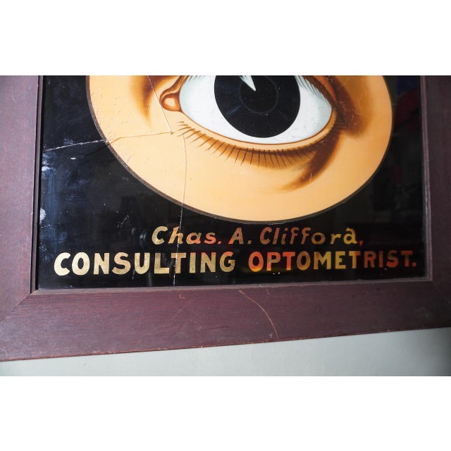 Mid 20th Century Chas A. Clifford, Consulting Optometrist, Reverse Paint on Glass, Framed For Sale In Los Angeles - Image 6 of 6