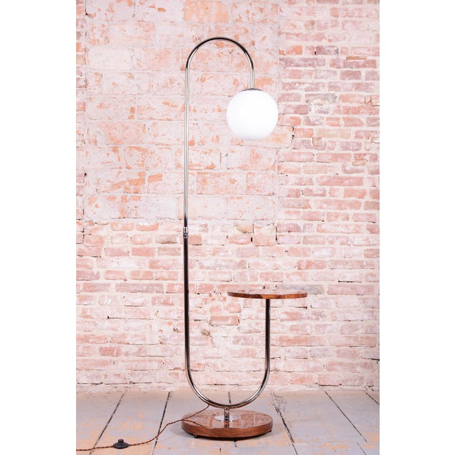 Art Deco Floor Lamp in Walnut attributed to J. Halabala for Up Závody, Czech, 1930s For Sale - Image 6 of 13