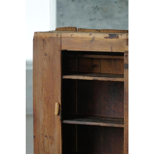 Antique Swedish Primitive Patinated Folk Art Cabinet in Pine, 1700s For Sale - Image 5 of 18