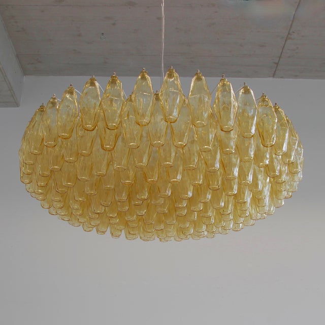 Metal Large Round Polyhedron Glass Pendant Light by Carlo Scarpa for Vetri Murano, 1990s For Sale - Image 7 of 9