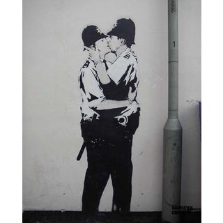 Banksy's Graffiti Art "Kissing Coppers" Limited Edition Lithographic Print For Sale