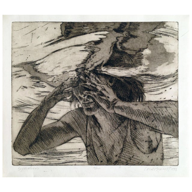 Paper 1993 "Separation" Female Figure Underwater Etching by Carol Bennett For Sale - Image 7 of 8