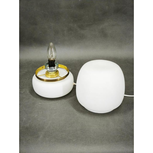 Czech Opaline Glass and Brass Table Lamp, 1970s For Sale - Image 3 of 10